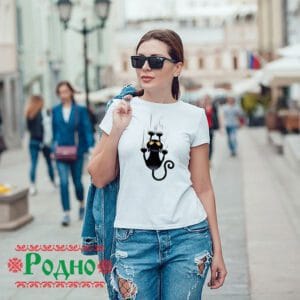 Alternative view of Дамска тениска - Котка F30